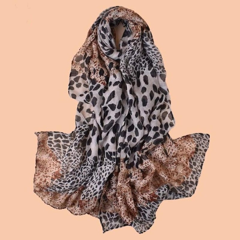VJHX Leopard Print Shawls and Wraps for Womens Cheetah Hijab Scarf Voile Sheer Beach Scarves Sunscreen Head Shawl - Image 5